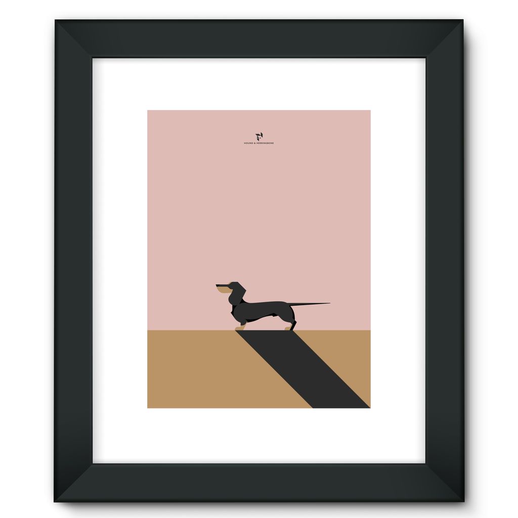 Black Dachshund Chroma Hound & Herringbone Framed Fine Art Print