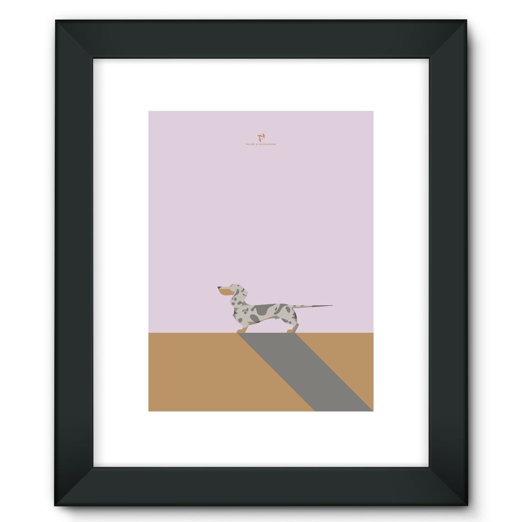 Silver Dapple Dachshund Chroma Hound & Herringbone Framed Fine Art Print