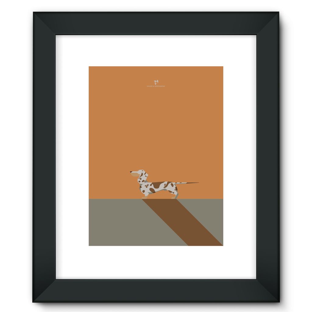 Chocolate Dapple Dachshund Chroma Hound & Herringbone Framed Fine Art Print