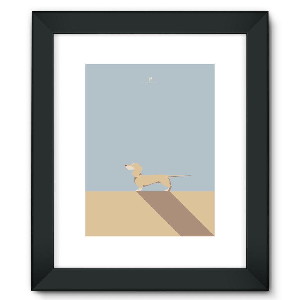 Cream Dachshund Chroma Hound & Herringbone Framed Fine Art Print