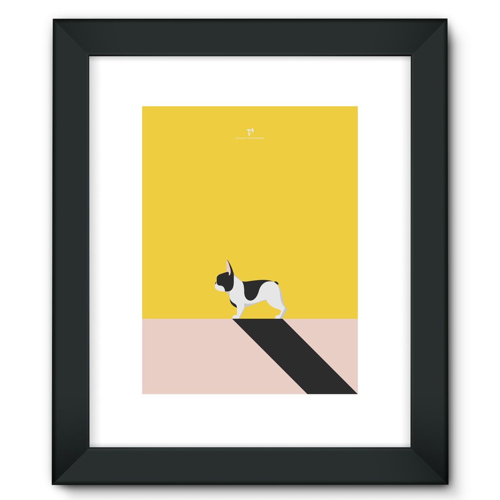 Black Piebald French Bulldog Chroma Hound & Herringbone Framed Fine Art Print
