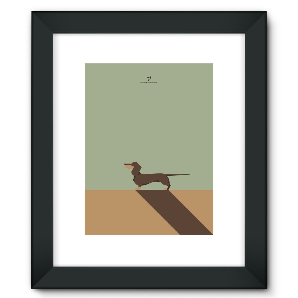 Chocolate Dachshund Chroma Hound & Herringbone Framed Fine Art Print