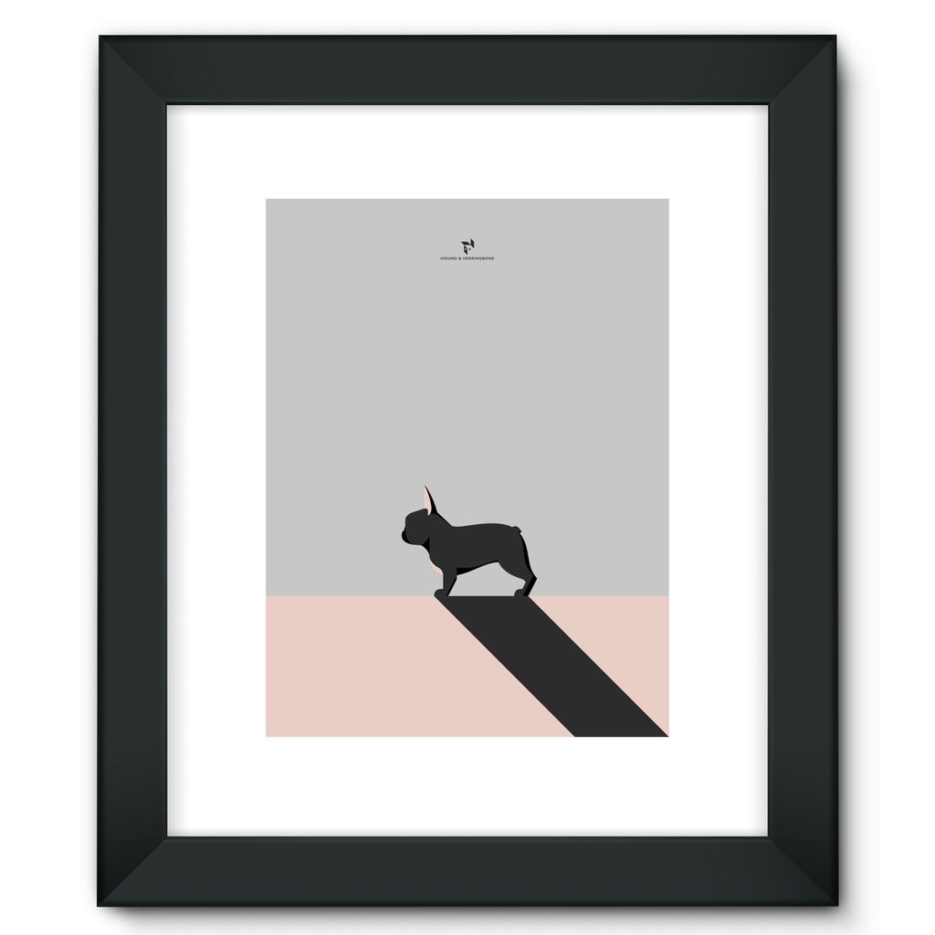 Black French Bulldog Chroma Hound & Herringbone Framed Fine Art Print
