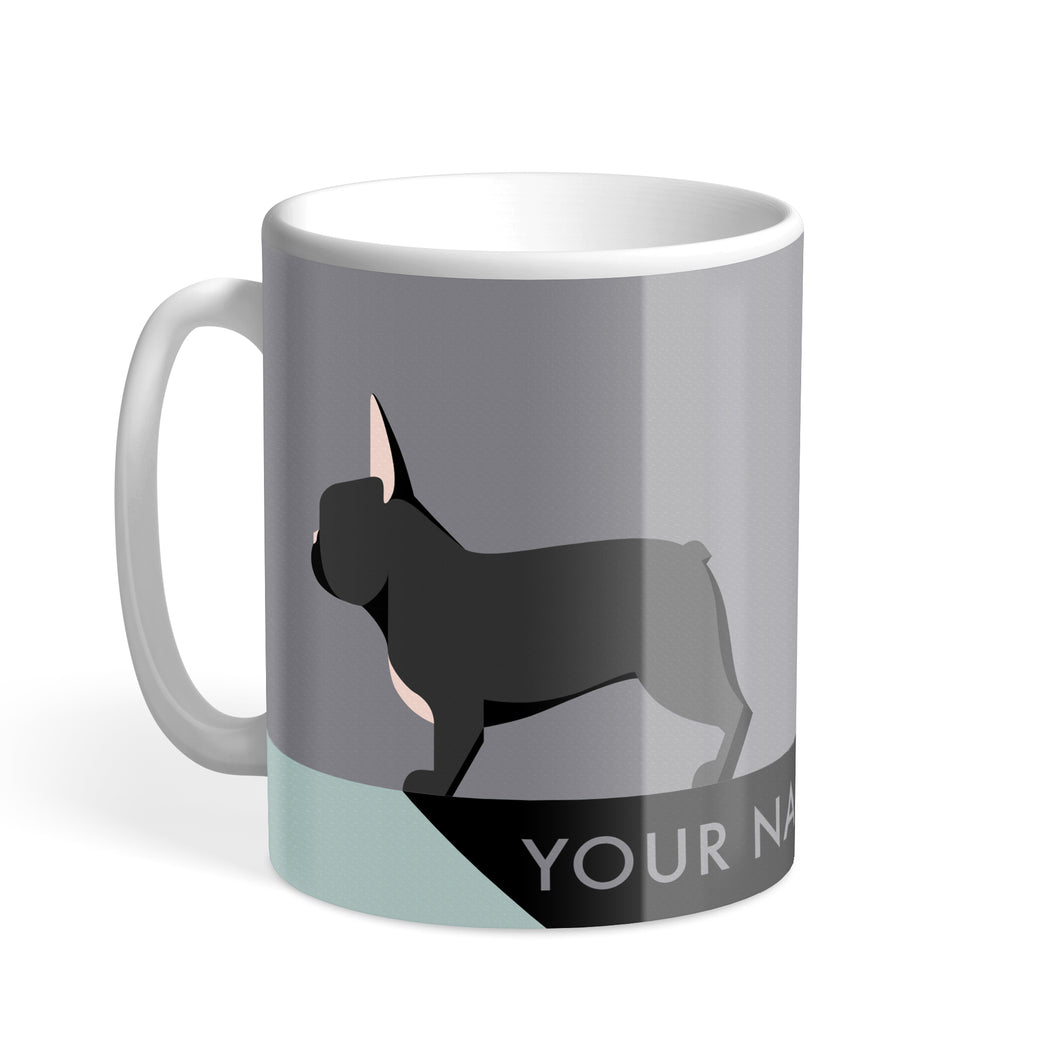 Black French Bulldog Designer Personalised Hound & Herringbone Mug