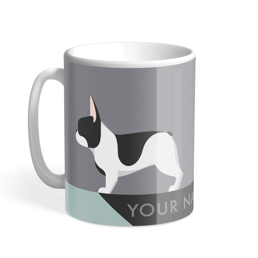 Black Piebald French Bulldog Designer Personalised Hound & Herringbone Mug