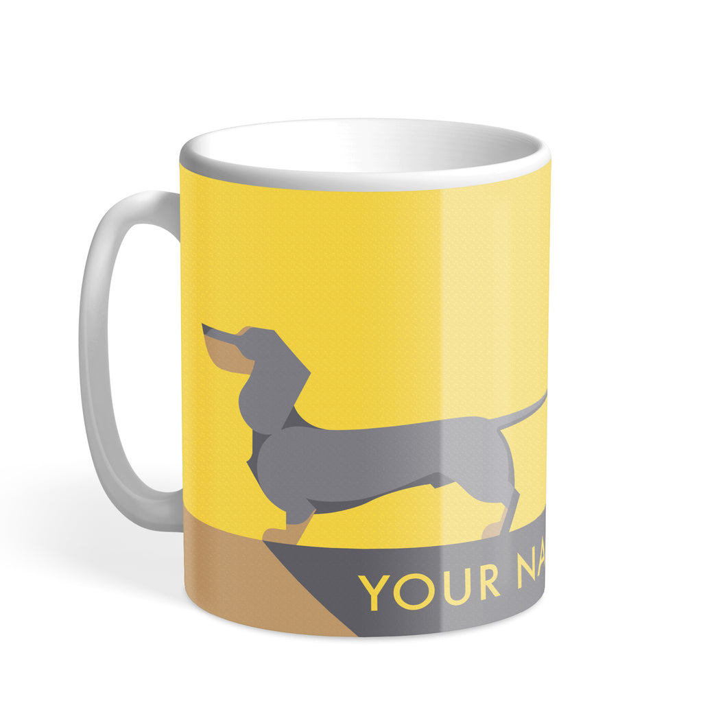 Blue Dachshund Chroma Personalised Hound & Herringbone Mug
