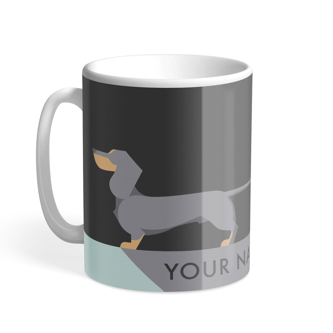 Blue Dachshund Designer Personalised Hound & Herringbone Mug
