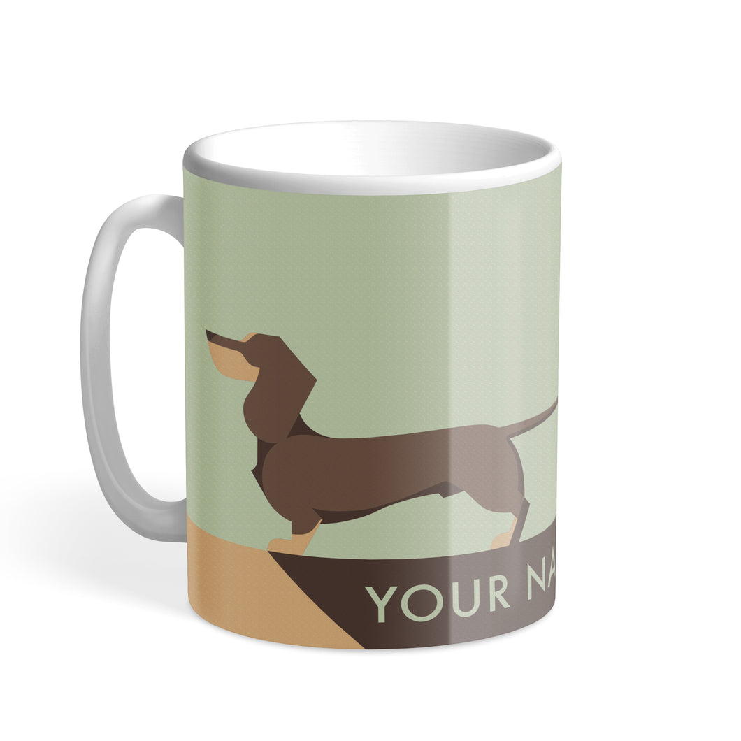 Chocolate Dachshund Chroma Personalised Hound & Herringbone Mug