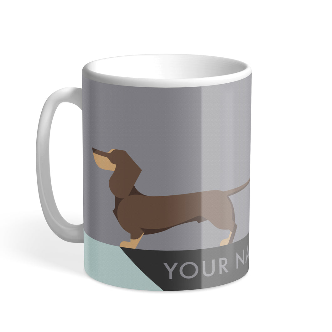 Chocolate Dachshund Designer Personalised Hound & Herringbone Mug
