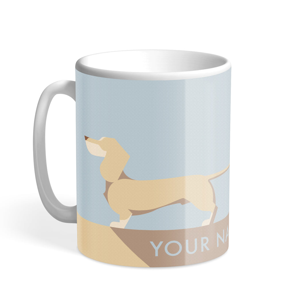 Cream Dachshund Chroma Personalised Hound & Herringbone Mug