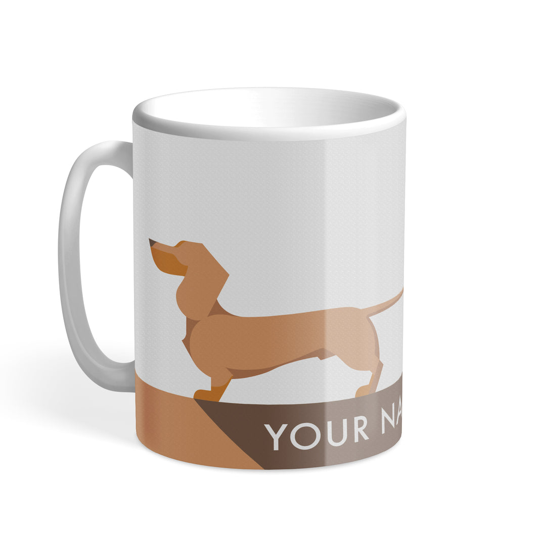 Red Dachshund Chroma Personalised Hound & Herringbone Mug