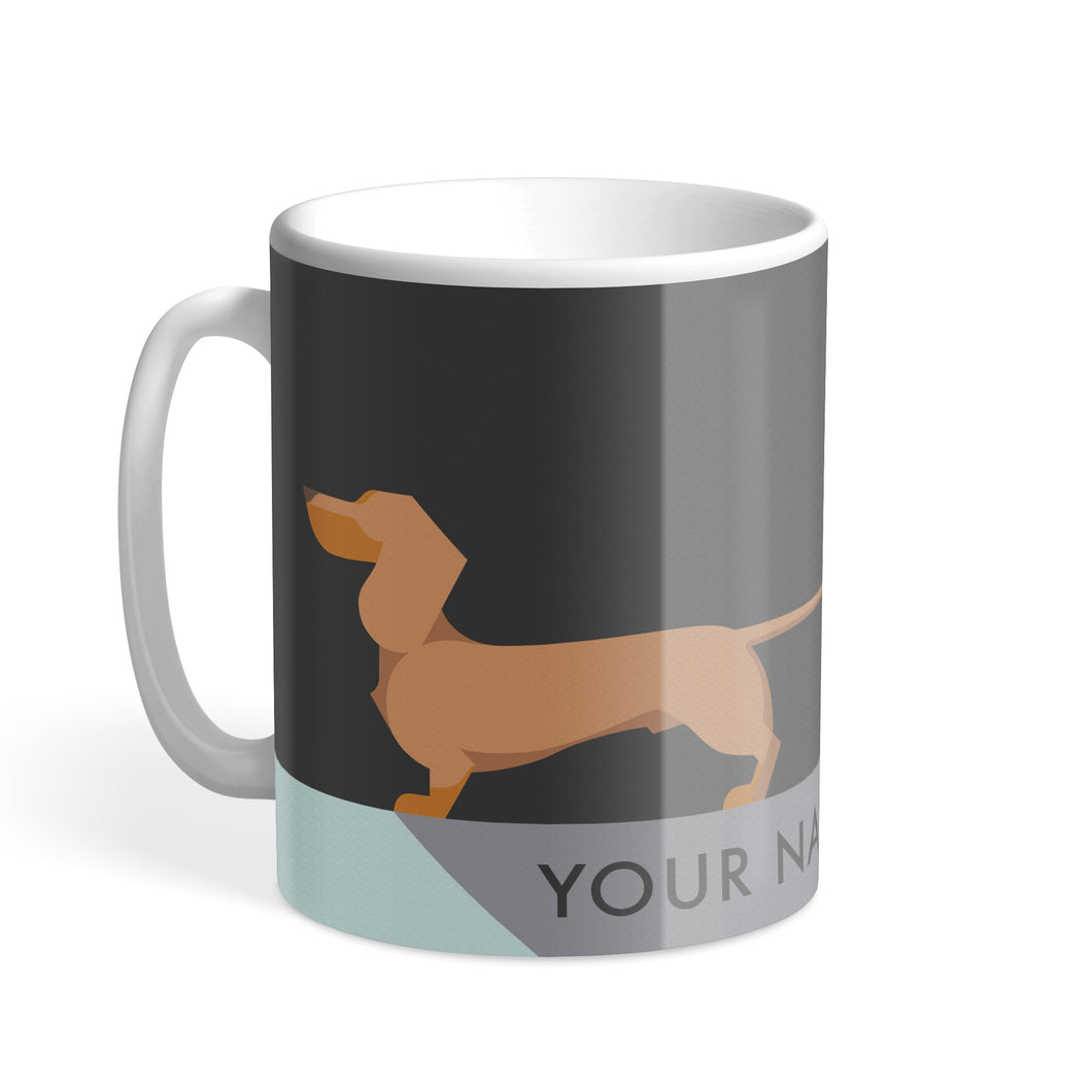Red Dachshund Designer Personalised Hound & Herringbone Mug