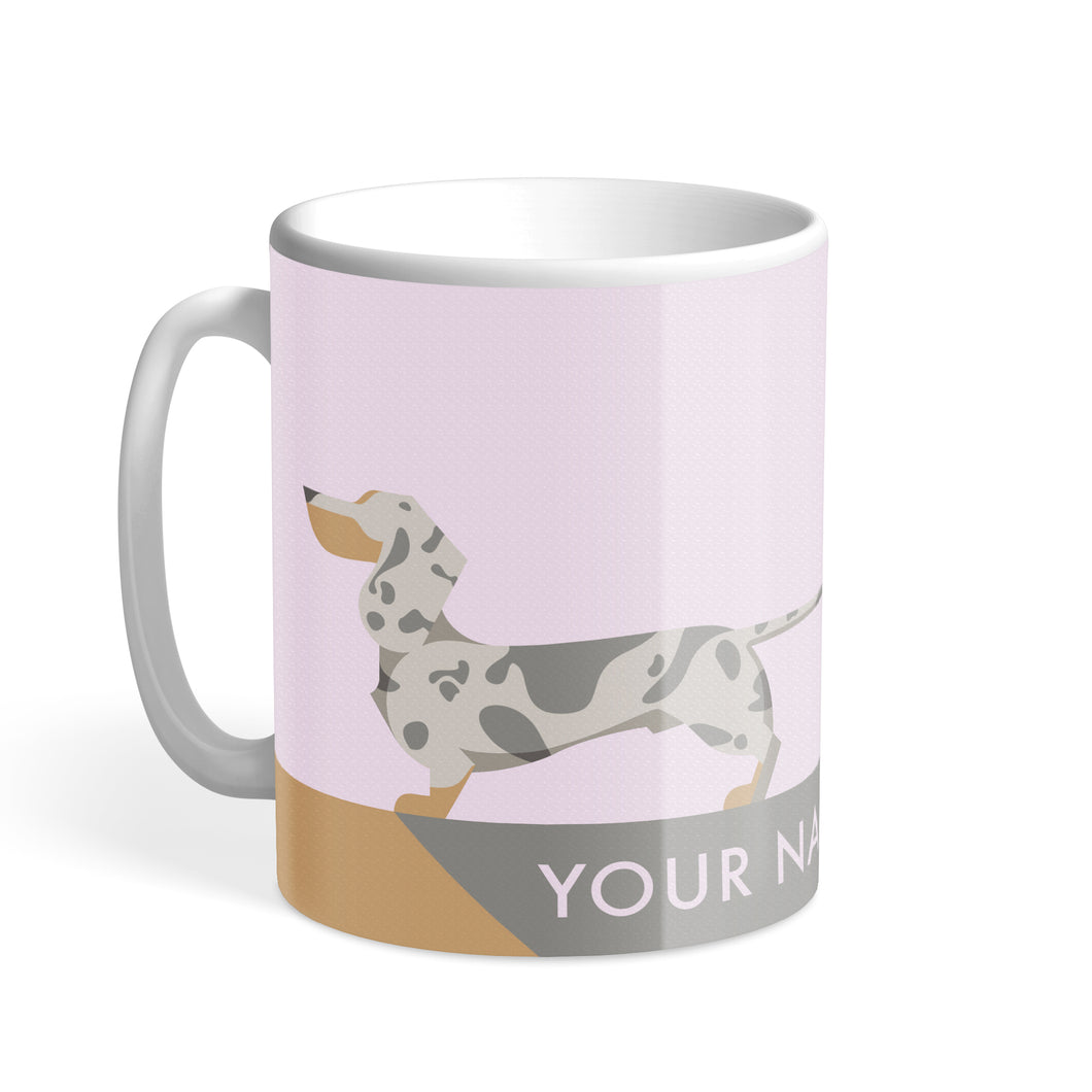 Silver Dapple Dachshund Chroma Personalised Hound & Herringbone Mug