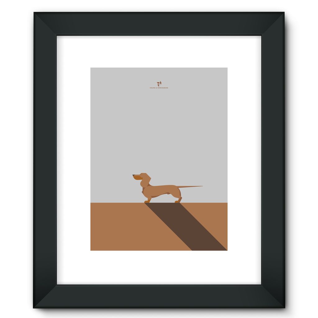 Red Dachshund Chroma Hound & Herringbone Framed Fine Art Print