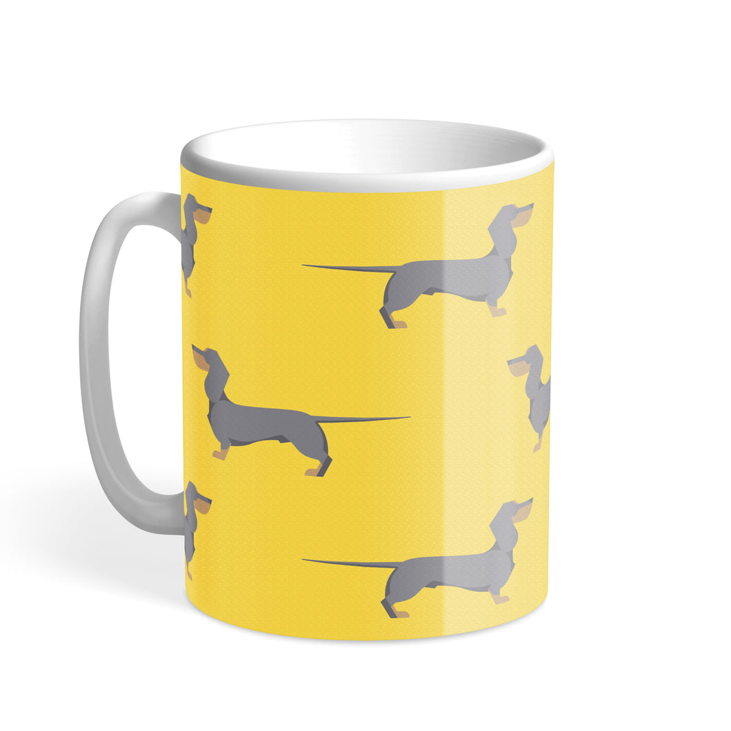 Blue Dachshund Chroma Hound & Herringbone Mug