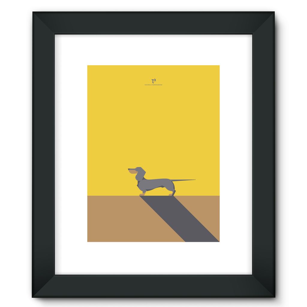 Blue Dachshund Chroma Hound & Herringbone Framed Fine Art Print
