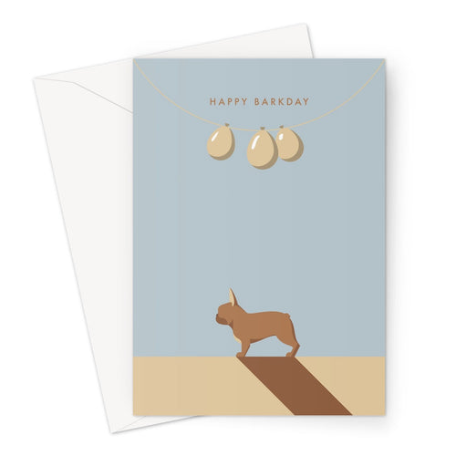 Sable Brindle French Bulldog Hound & Herringbone Birthday Card