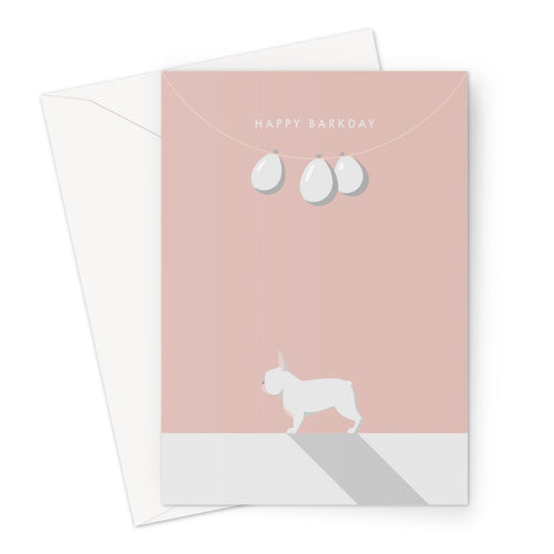 White French Bulldog Hound & Herringbone Birthday Card