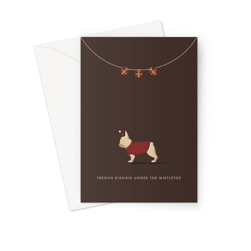 Fawn French Bulldog Festive Hound & Herringbone Greeting Card