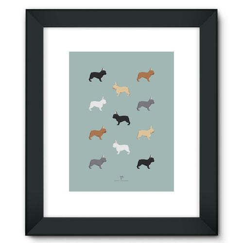 A French Bulldog Flock Chroma Hound & Herringbone Framed Fine Art Print