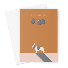 Blue Piebald French Bulldog Hound & Herringbone Birthday Card