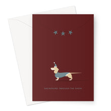 Cream Dachshund Festive Hound & Herringbone Greeting Card