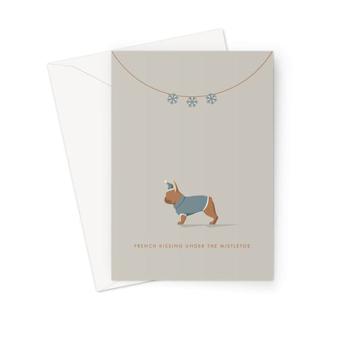 Sable Brindle French Bulldog Festive Hound & Herringbone Greeting Card