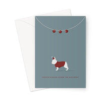 White French Bulldog Festive Hound & Herringbone Greeting Card