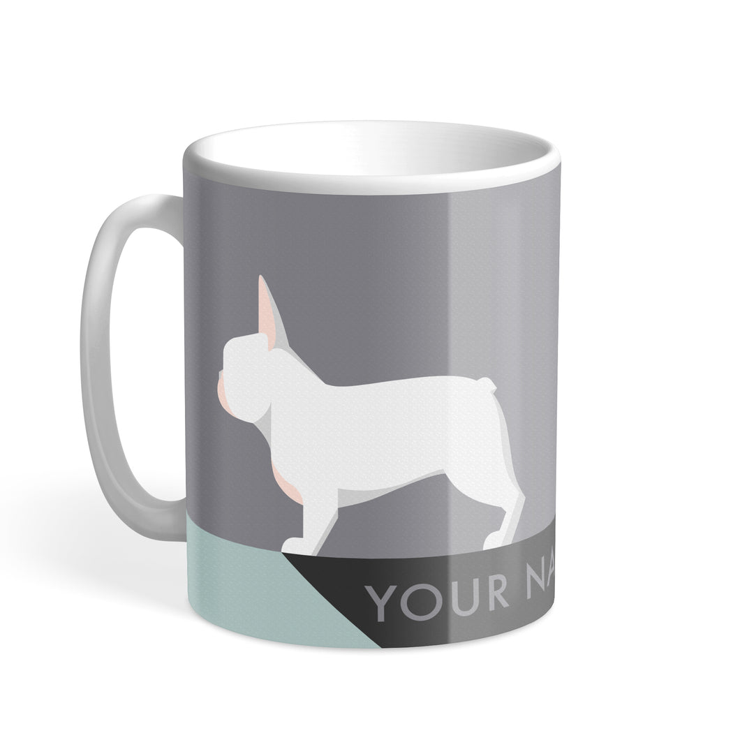 White French Bulldog Designer Personalised Hound & Herringbone Mug