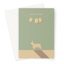 Fawn French Bulldog Hound & Herringbone Birthday Card