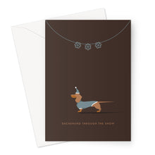 Red Dachshund Festive Hound & Herringbone Greeting Card