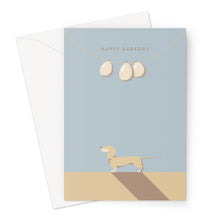 Cream Dachshund Chroma Hound & Herringbone Birthday Card